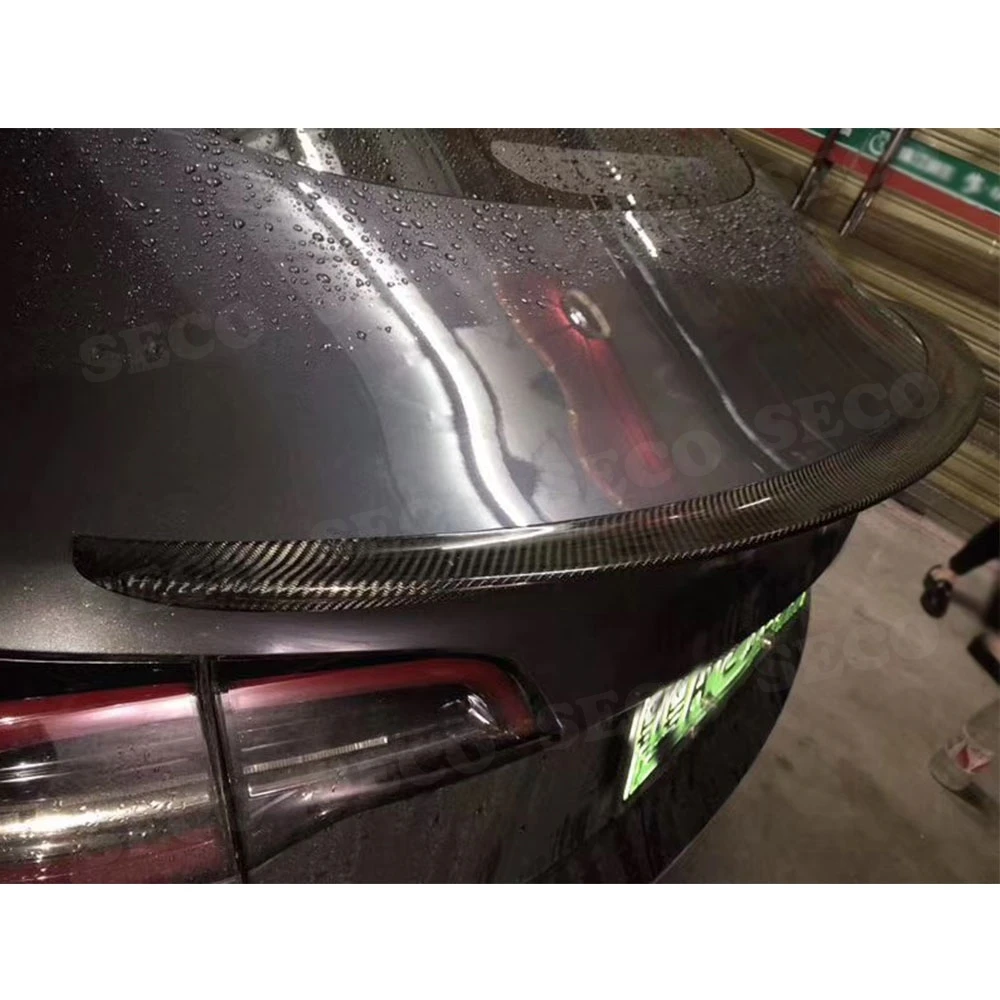 Для Tesla Model 3 Sedan 4 Door 2016 2020 задний спойлер из углеродного волокна крылья FRP Boot Trim