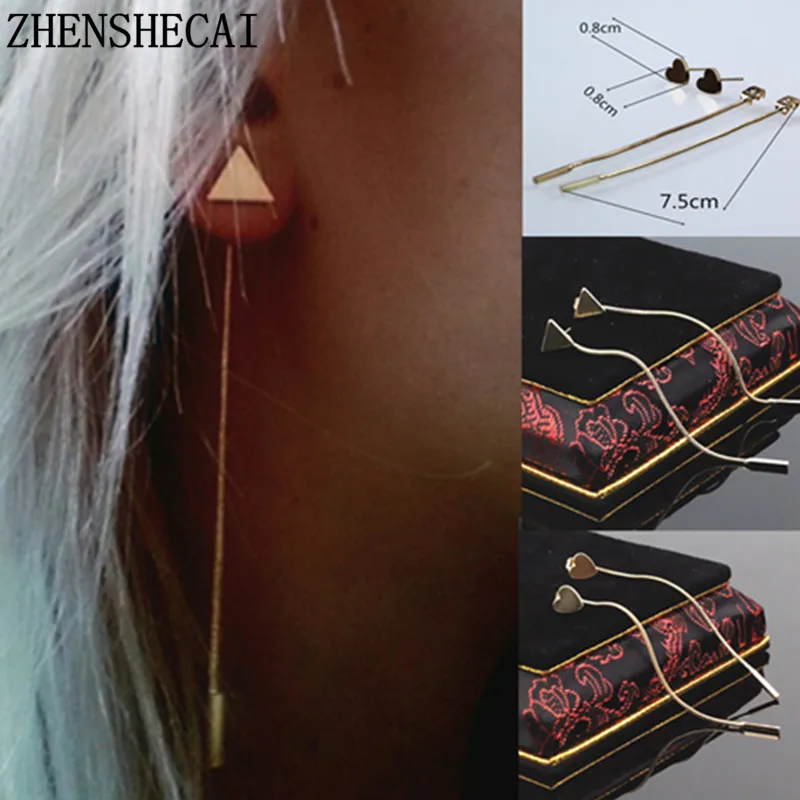 Женские Треугольные Серьги e078 золотистые/черные/Серебристые геометрические