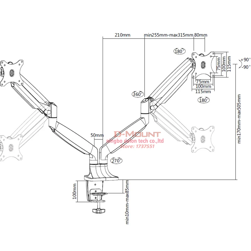 Женская настольная подставка для компьютера двойное основание с креплением на