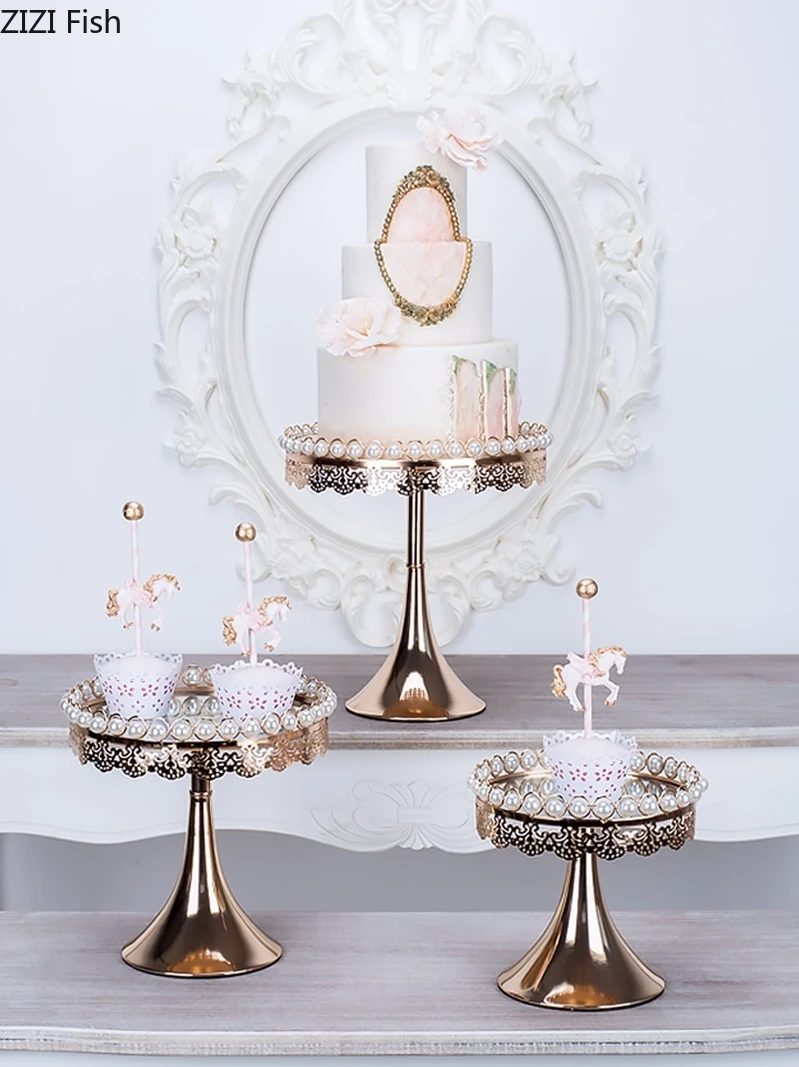 Креативная металлическая Золотая подставка для тортов десертов
