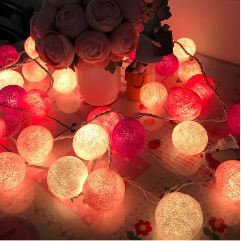 

3m 20 Cotton Balls LED String Lights Battery DIA 6CM Garland Cotton Ball Light Chain Guirlande Lumineuse Christmas Lights