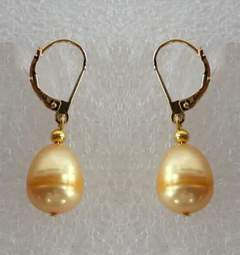 

Selling new 10-12MM AAA PERFECT south sea yellow pearl earrings jewerly
