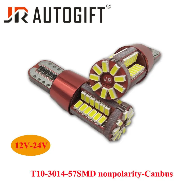 100 шт. T10 Canbus 12V 24VLed Dome Turn Reverse License Plate Lights No Error 3014 194 57SMD Clearance led light Lamp Super