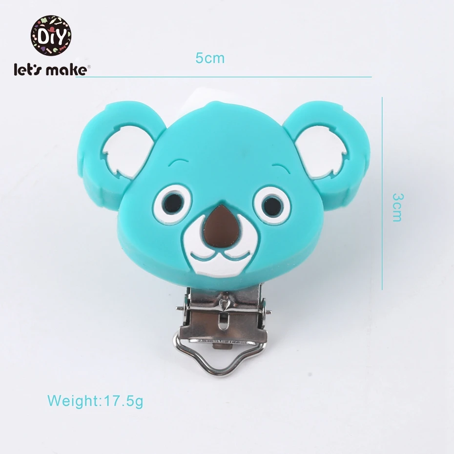 

Let's Make 20PC Animal Koala Head Shape Teething Pacifier Infant Holder Clip Silicone Teether Nursing Baby Dummy Clips