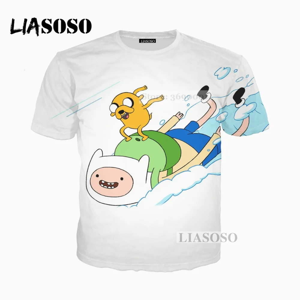 LIASOSO 2018 Женская и мужская футболка с 3D принтом из мультфильма Время приключений