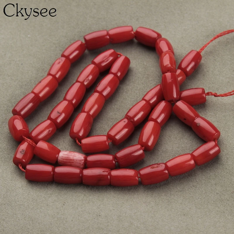 Ckysee 1strand/lot красный Колонка коралловый трубки цилиндра бусы полудрагоценный