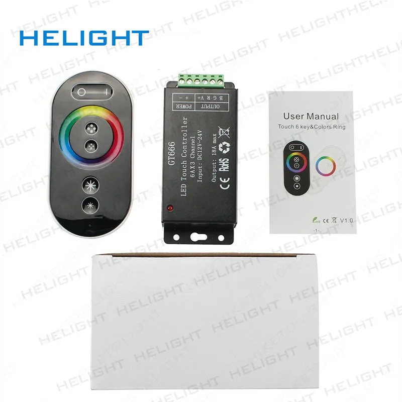 GT666 DC12V 24V 6Ax3channel 18A RF беспроводной сенсорный RGB контроллер сенсорная панель