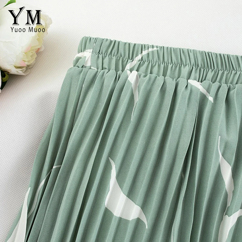 YuooMuoo элегантная летняя юбка с принтом в виде листьев 2019 женское шифоновое