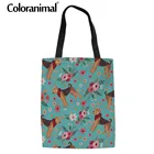 Холщовая сумка-шоппер Coloranimal, Женская Льняная сумка Airedale Terrier с цветочным принтом собаки, сумка для книг для девочек-подростков, тканевая сумка