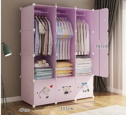 Прозрачный DIY простой шкаф для одежды в сборе для домашнего общежития Тканевый шкаф пластиковый складной шкаф для хранения детской одежды шкаф для хранения - Цвет: Прозрачный