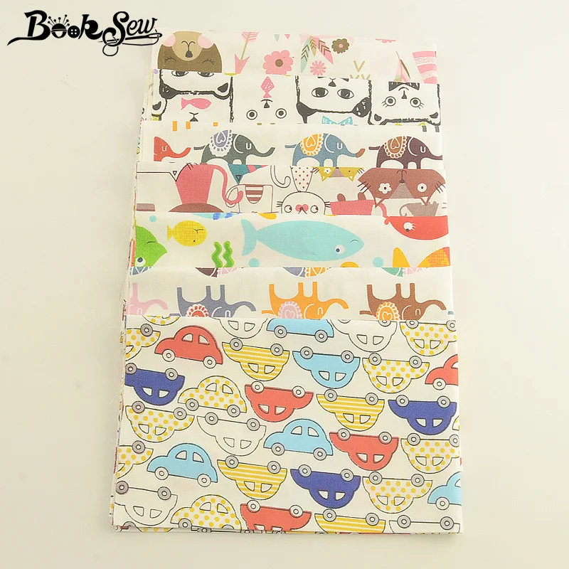 Booksew 100% хлопчатобумажная саржевая ткань с принтом животных для кукол DIY лоскутное