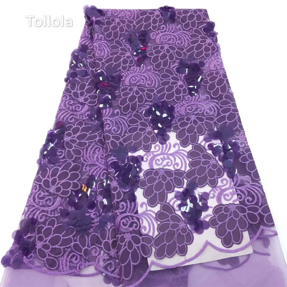 Tolola новейшая африканская кружевная ткань 3D блестки лук цвет высокое качество