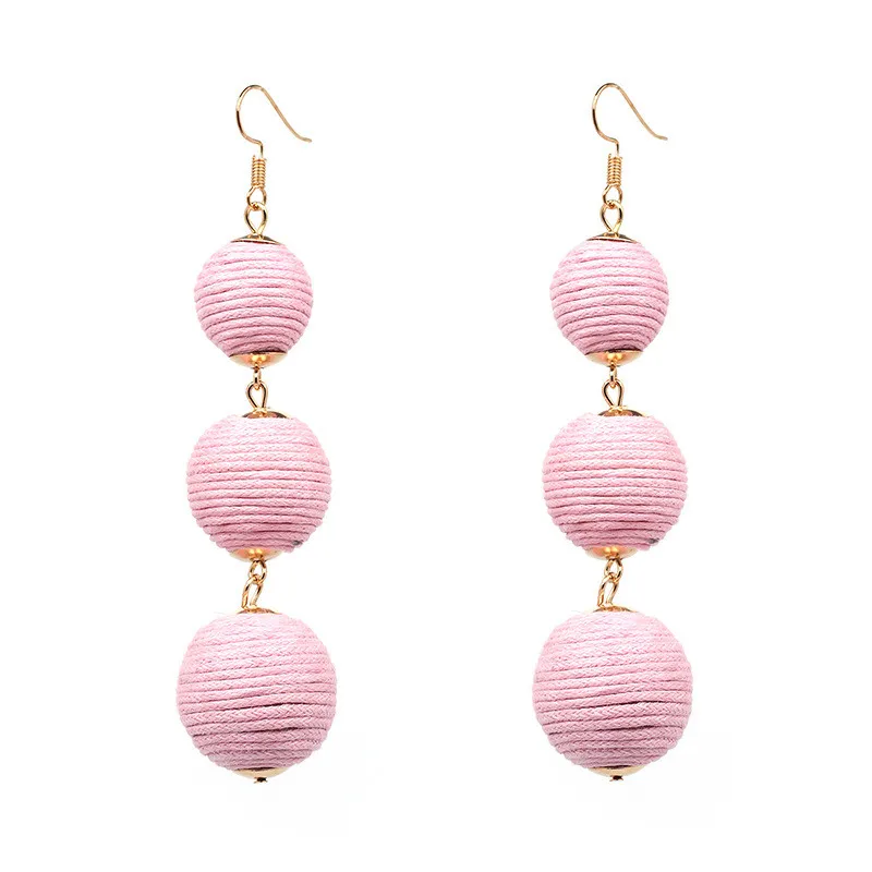 Новинка 2017 года шимми тройной мяч нити Завернутый Серьги мотаться Bon Цвет pom шары