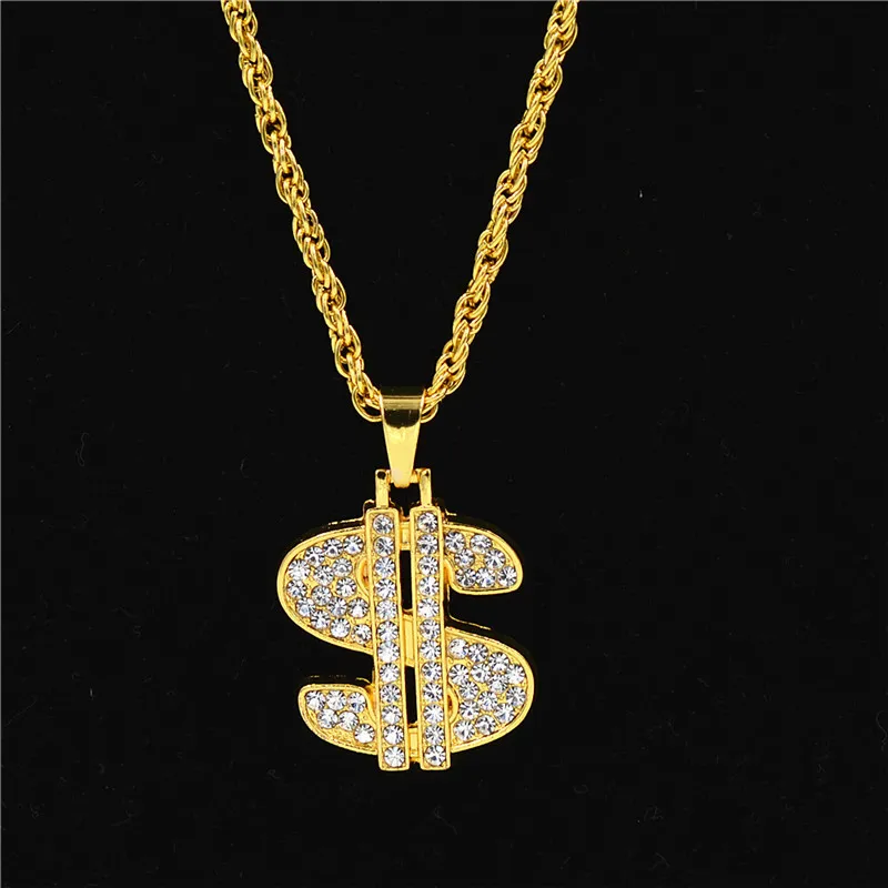 

New pendant necklace European Ameican for men women golden color hip hop accessories with dollar