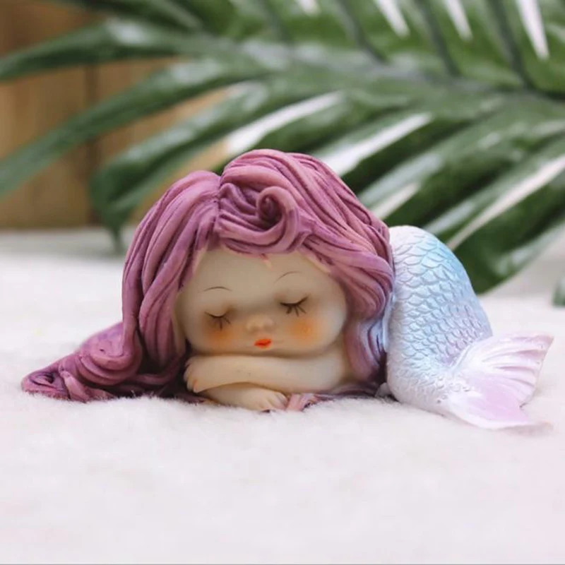 

Resin Sleeping Beauty Mermaid Wedding Birthday Cake Decoration Wedding Cake Topper Sea Mermaid Happy Birthday Cake Topper