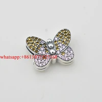 high quality 48 hot selling silver 925 sterling silver colorful cubic zirconia butterfly charm bracelet
