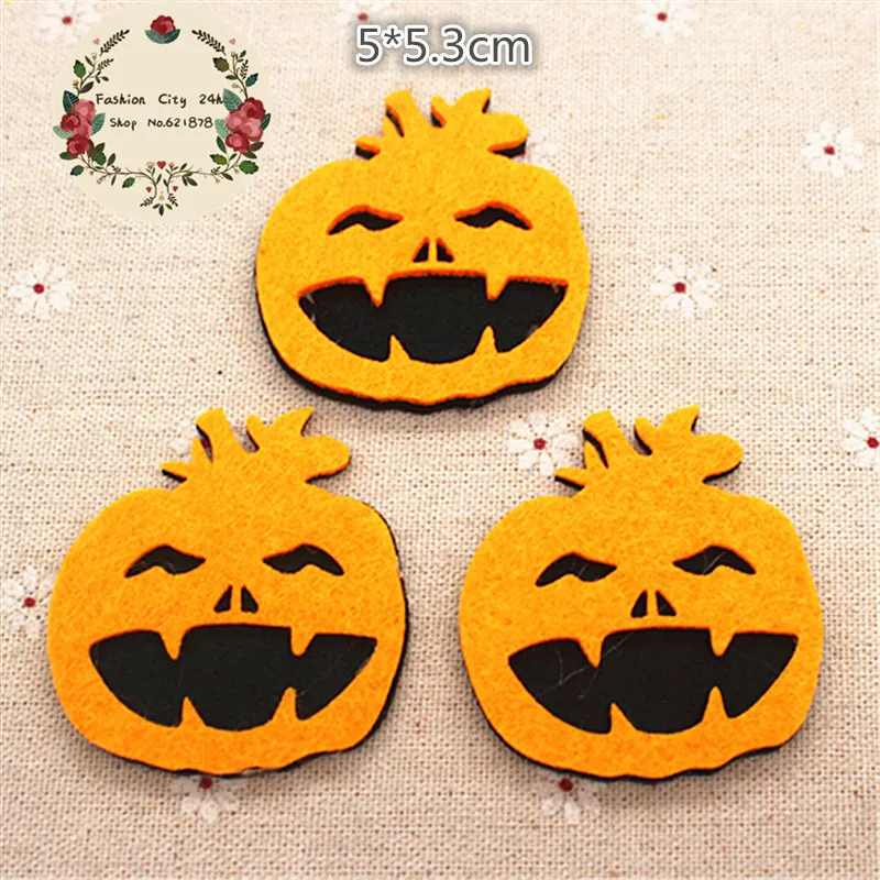 10pcs/lot Non-woven Fabric Handmade Kawaii Halloween Pumpkin Patches Felt Accessories for DIY Scrapbooking 50*53mm | Дом и сад