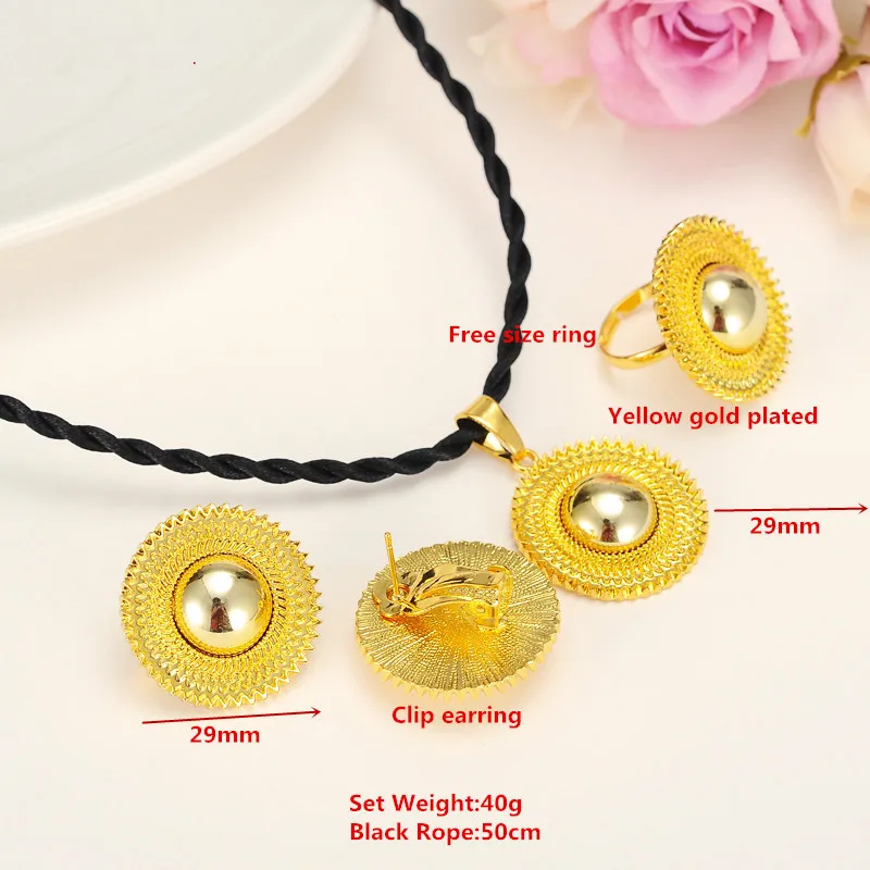 2017 свадебные комплекты ювелирных изделий из Эфиопии Золотое этническое ожерелье
