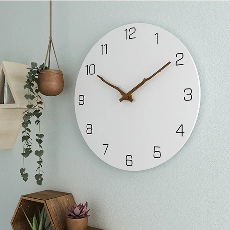 

Wooden Wall Clock Simple Modern Design for Living Room Nordic Brief Wood Clocks White Wall Watch Home Decor Silent 12 Inch