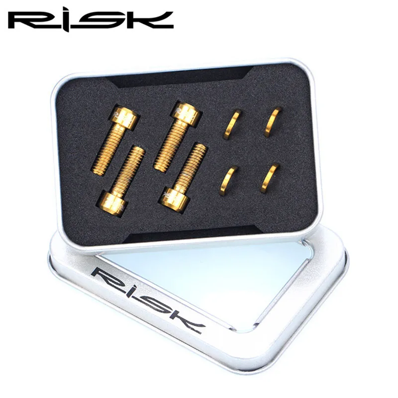 RISK 4 шт. M6x18mm титановый сплав дисковый тормоз горного велосипеда крепежные болты винты с рифленой шайбой для MTB велосипеда SLX XT зажим