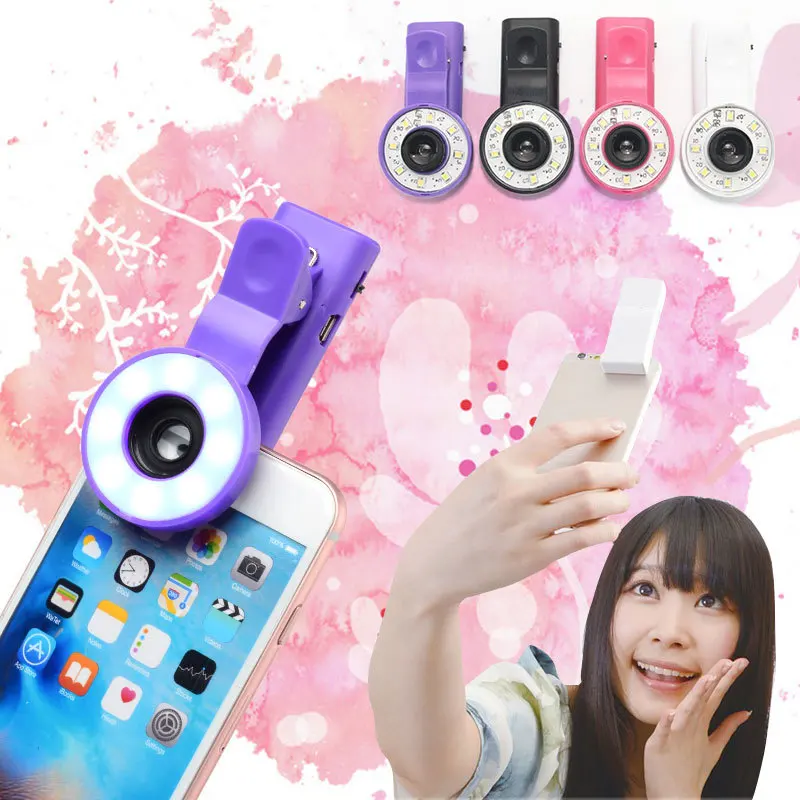 Светодиодный фонарь для вспышки портативный мини селфи круглый кольцевой