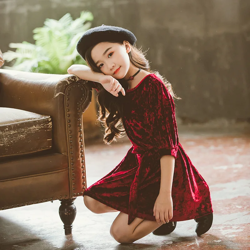 Платье бархатное для девочек 2-12 лет на весну-лето | Детская одежда и обувь