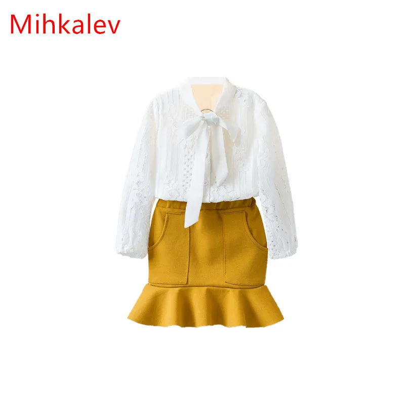 Mihaklev модная детская одежда для девочек осенний комплект костюмы Длинные рукава