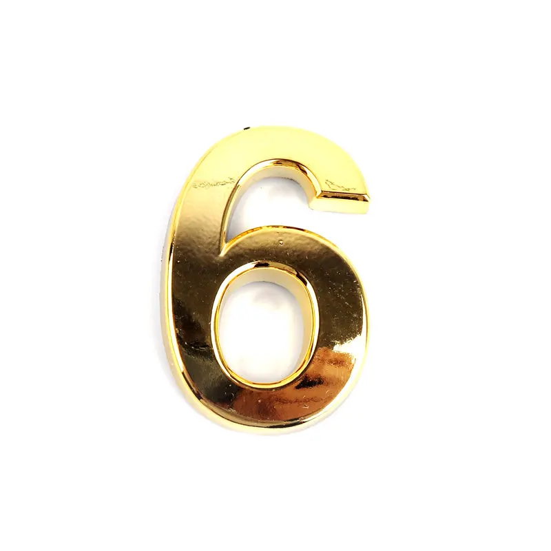 6 1 шт. номерной знак 0,1, 2,3, 4,5, 6,7, 8,9, современный золотой самоклеющийся дверной номер дома, квартиры, отеля, офиса, автомобиля DIY Декор таблички - Цвет: 6