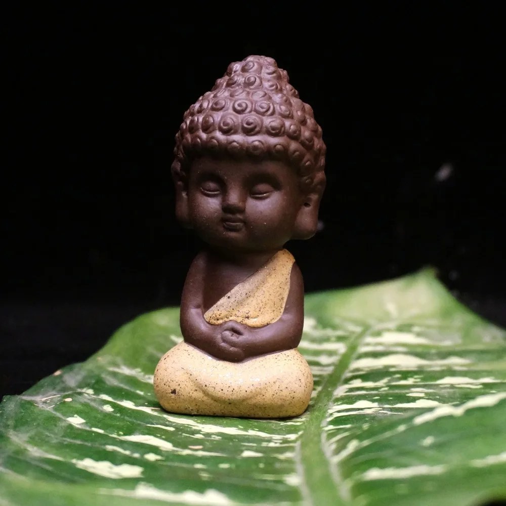 Маленькая статуя Будды, статуэтка монаха, tathagata, Индия, Йога, мандала, чай, домашнее животное, фиолетовые керамические изделия, декоративные керамические украшения