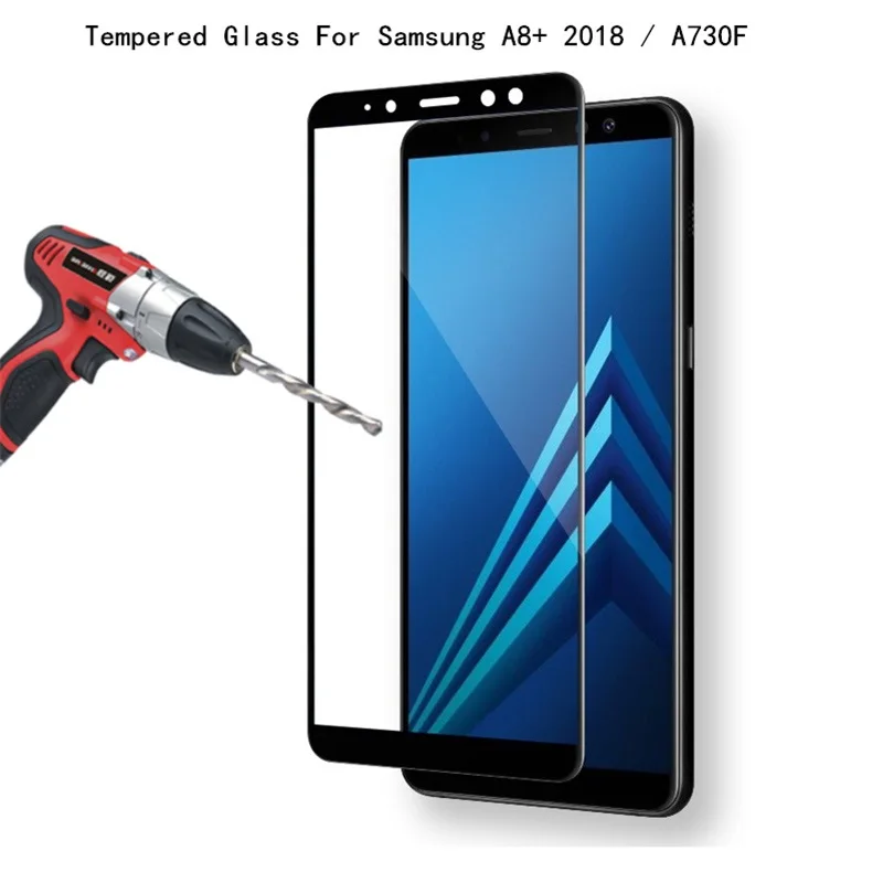 Полный Экран покрытие для samsung A8 + 2018 противоударный Закаленное Стекло Galaxy