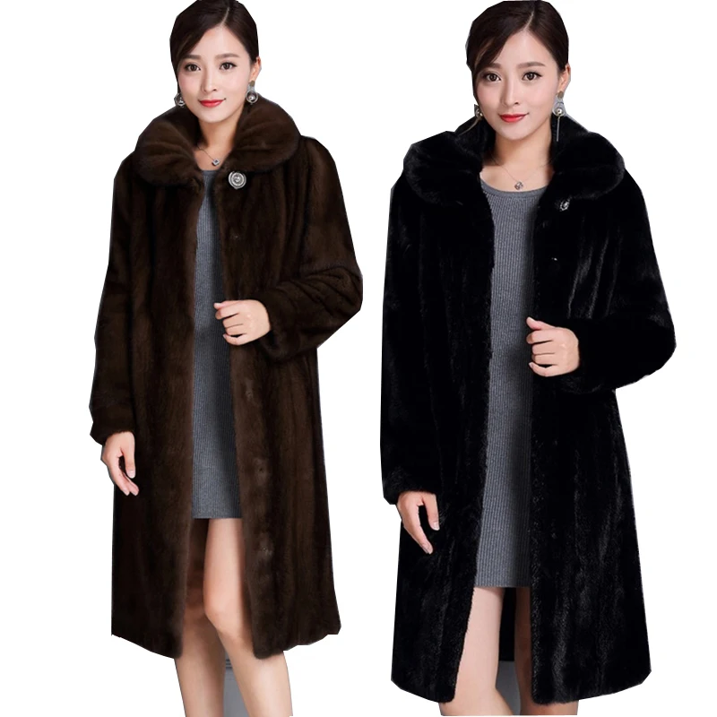 2019 осень-зима Новый Для женщин пальто с мехом имитацией норки в европейском и