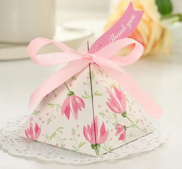 100 шт. рекламная Изысканная треугольная милая розовая синяя Цветочная коробка