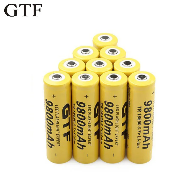 Новая батарея 18650 3,7 V GTF 9800 MAH перезаряжаемая 18650 литий-ионная батарея для 14500 26650 18350 18650 батарея+ 1 шт USB зарядное устройство