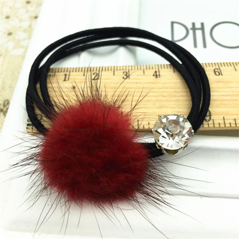 AKWZMLY/распродажа 1 шт. модные резинки для волос с меховым помпоном аксессуары
