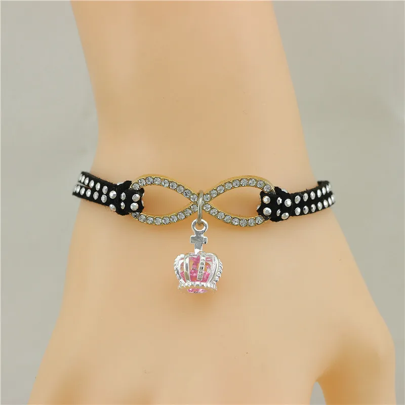 2 цвета розовая Корона Кулон Бесконечность браслет для женщин модные ювелирные