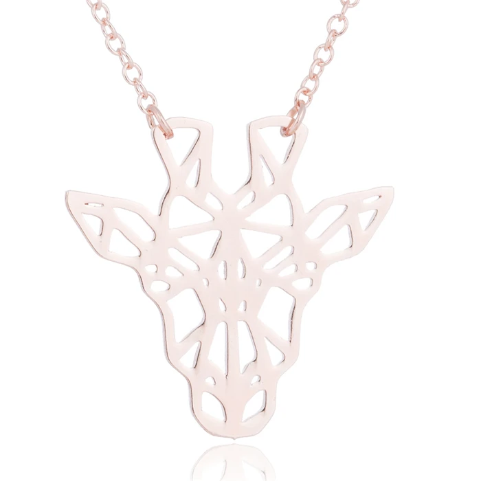 rose necklace Yiustar сексуальная цепь ожерелье оригами олень кулон цепочки и ожерелья s минималистский геометрический животных ожерелье «Жираф» Подарки для одноклассник - Окраска металла: rose necklace