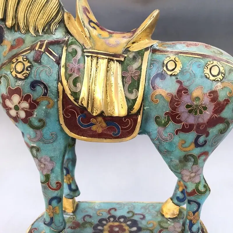 Изысканная Коллекционная Красивая старинная статуя большой лошади Jingtai ручной