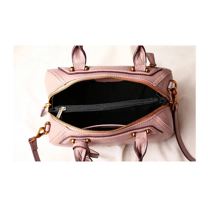 Woonam Для женщин Модный Топ зернистой кожи теленка Small Top handle Бостон сумка с длинным ремнем через плечо wb322