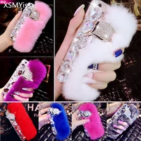 xsmyiss big diamond rabbit fur soft cover case for huaweip9 p10 p20 p30 plus lite mate10 20 pro lite luxury bling diamond case