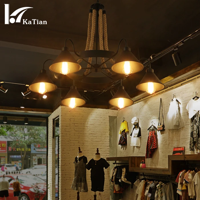 Linen Chandelier Restaurant Lamp Industrial Wind Retro Bar Decorative Clothing Shop American Hot Pot Net Cafe | Лампы и освещение
