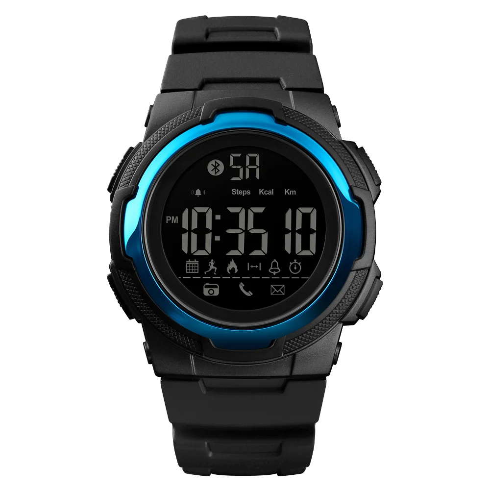 Light Blue watch SKMEI мужские уличные спортивные часы Bluetooth цифровые часы мужские s Топ люксовый бренд водонепроницаемые военные умные часы Relogio Masculino - Цвет: Light Blue watch