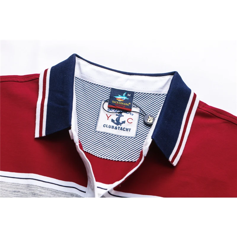 Мужская Повседневная рубашка поло TACE & SHARK полосатая с вышивкой модель 3XL 2018|brand men