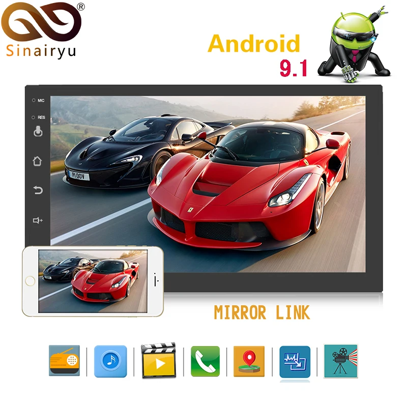 HD 7 дюймов 1024*600 2 Din Android 9 1 стереонаушники радио Bluetooth GPS Wifi Автомобильный DVD
