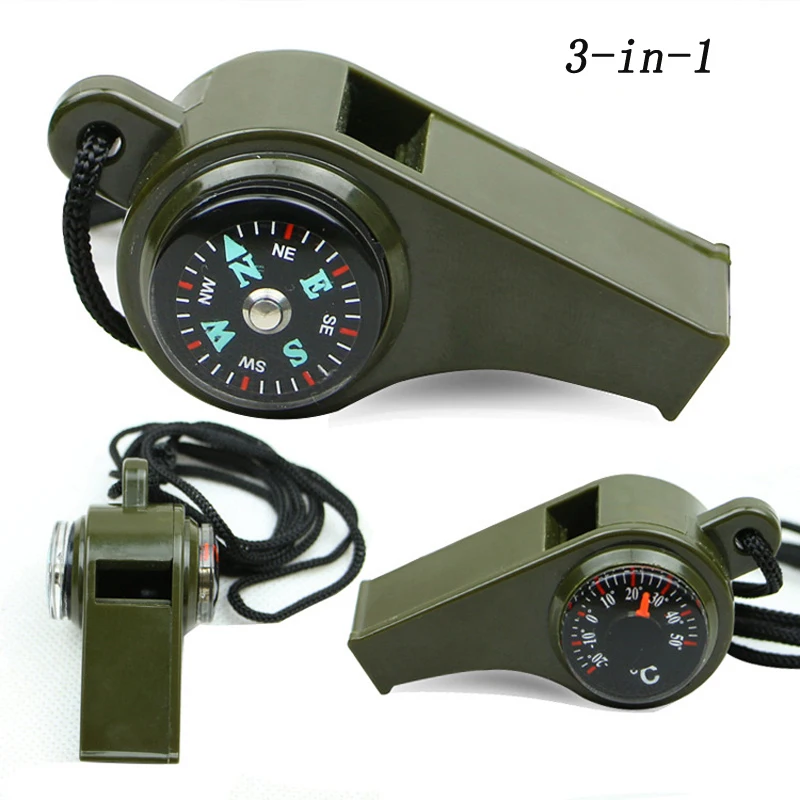 

3 in 1 Compass Thermometer Whistle Outdoor Survival Tool Navigator for Tourism Camping Hiking Military Equipment