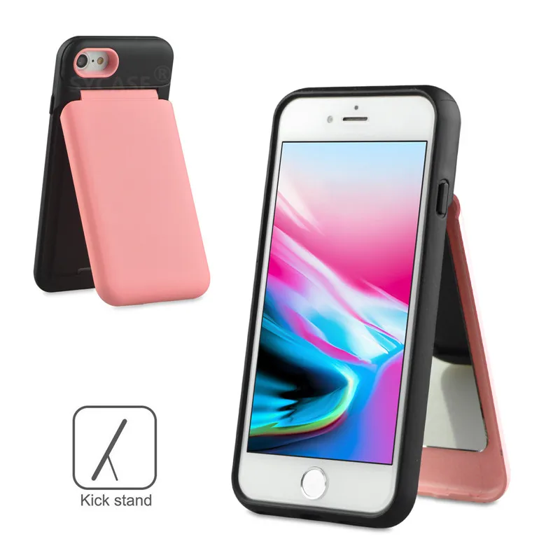 SYCASE Stylish Multi-function Card Mirror Shell For iPhone 6 6s Plus 7 8 plus X Xs Xr Max Case All-inclusive Drop Cover Women |
