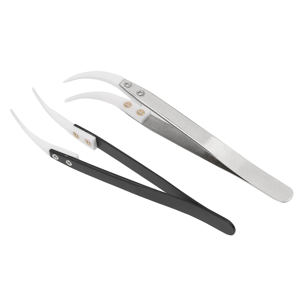 

Пинцет DIYWORK с антистатическими керамическими наконечниками, изогнутые щипцы из нержавеющей стали, высокая термостойкость