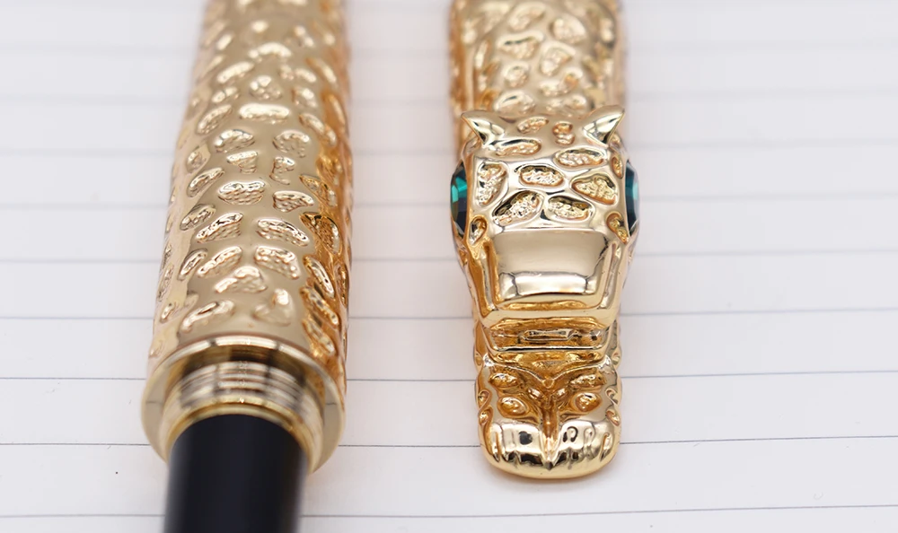 Новинка Jinhao Cheetah полностью Металлическая золотистая Ручка-роллер Роскошная Изысканная Расширенная ручка для письма в подарок для бизнес-офиса