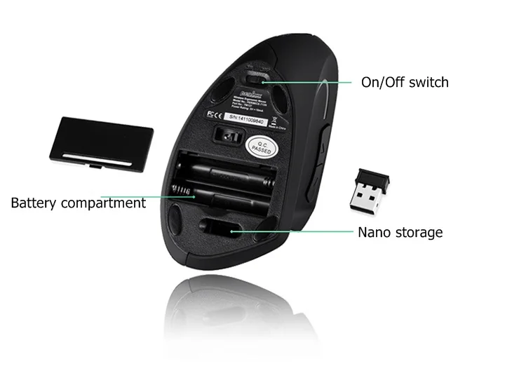 Оптическая беспроводная эргономичная Вертикальная мышь Perixx для настольного