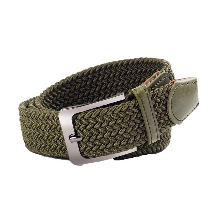 army green ITSSIBUK Горячая Новая мода Мужчины и женщины универсальный Досуг эластичный тканый пояс 105-110 см - Цвет: army green