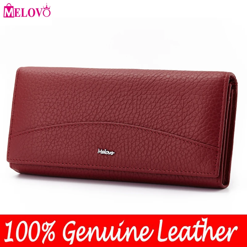 MELOVO специальные продажи! Кошелек из 100% натуральной воловьей кожи женские